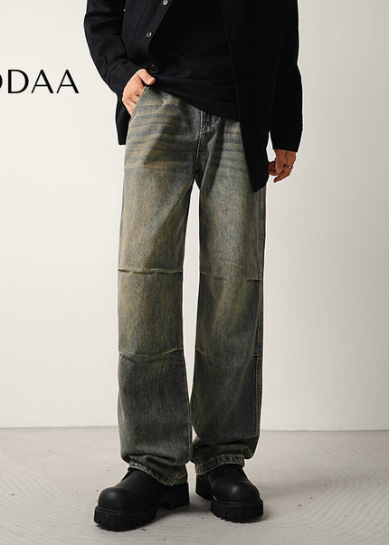 Blue Nostalgic Wash Double Pleated Flared Jeans - 28 / Vintage Blue - Men’s Jeans