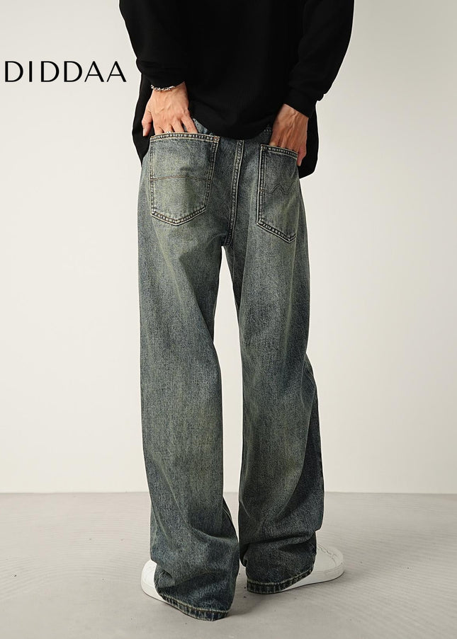 Blue Nostalgic Wash Loose-Fit Wide-Leg Jeans - Men’s Jeans