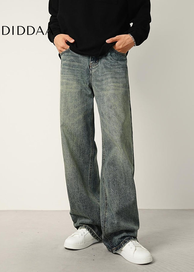 Blue Nostalgic Wash Loose-Fit Wide-Leg Jeans - Men’s Jeans