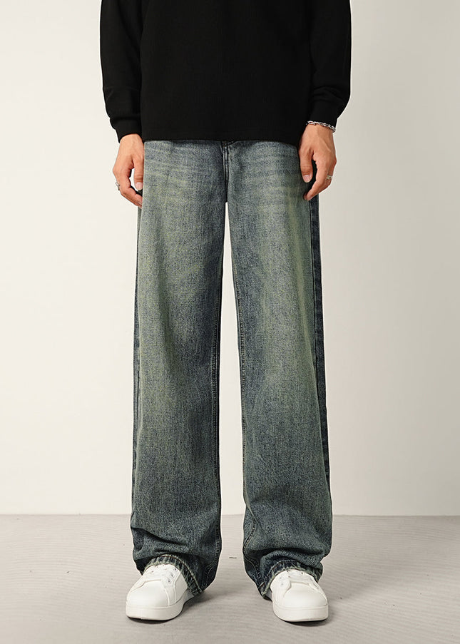 Blue Nostalgic Wash Loose-Fit Wide-Leg Jeans - S / Dark Blue - Men’s Jeans