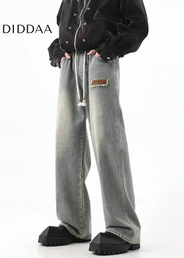 Blue Patch Embroidered Straight-Leg Jeans - Men’s Jeans