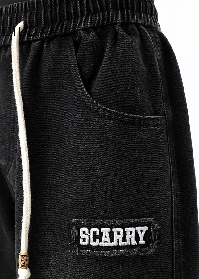 Blue Patch Embroidered Straight-Leg Jeans - Men’s Jeans