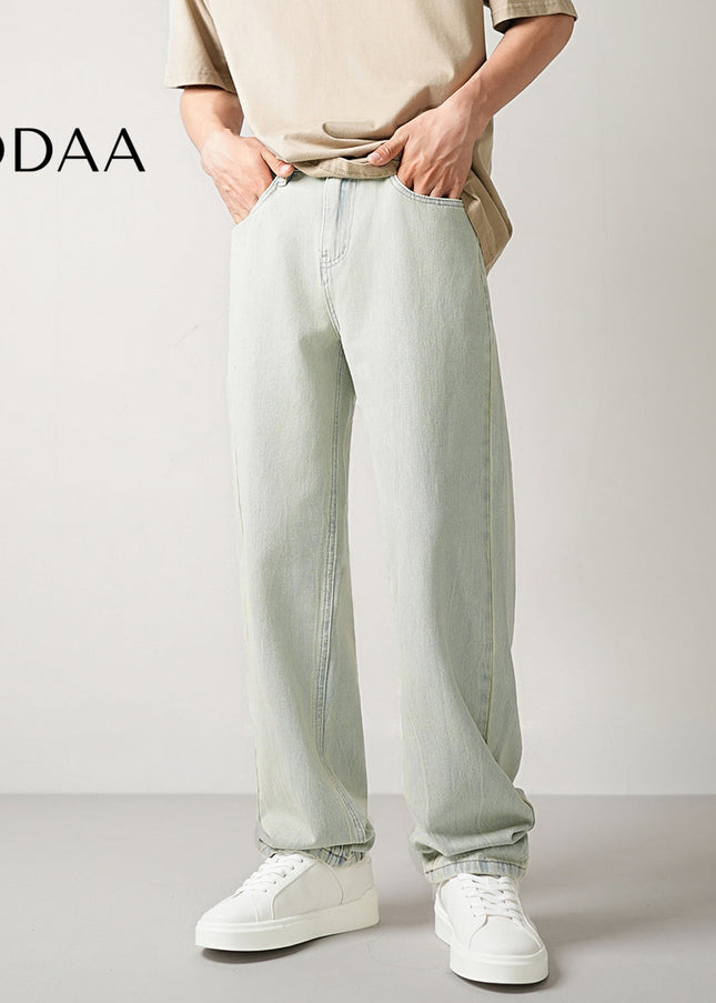 Blue Premium Lyocell Stretch Loose Straight-Leg Jeans - 28 / Green - Men’s Jeans