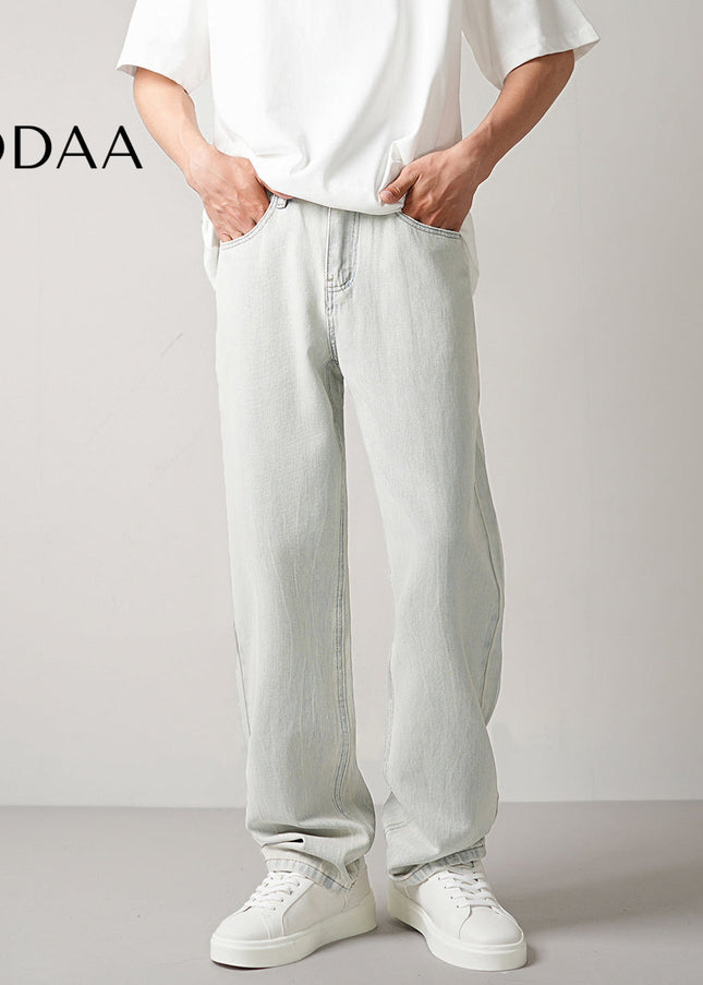 Blue Premium Lyocell Stretch Loose Straight-Leg Jeans - 28 / Blue - Men’s Jeans