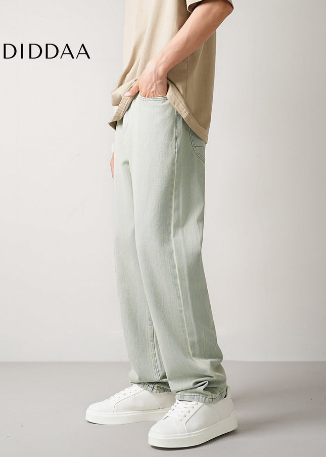 Blue Premium Lyocell Stretch Loose Straight-Leg Jeans - Men’s Jeans