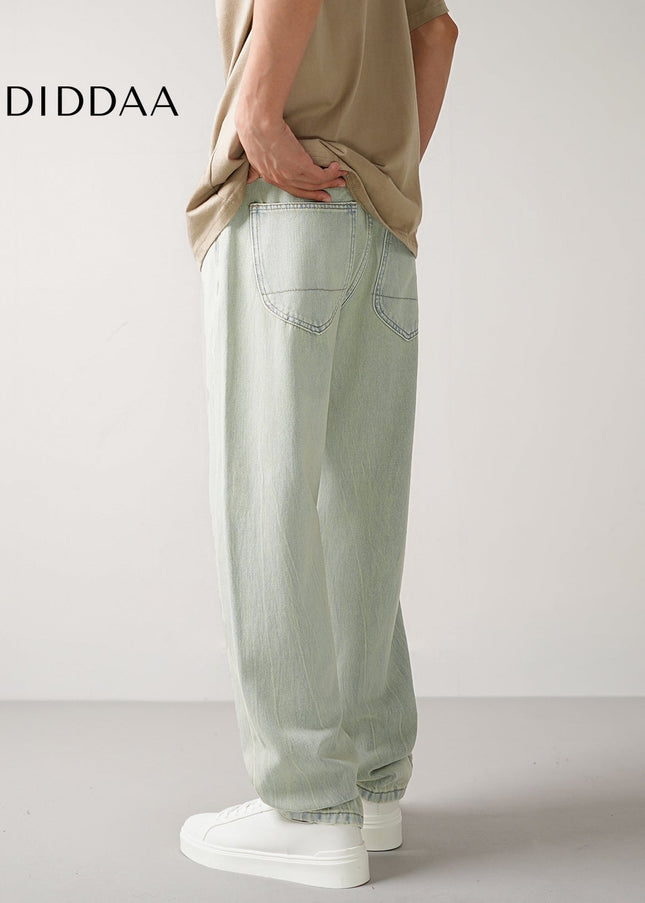 Blue Premium Lyocell Stretch Loose Straight-Leg Jeans - Men’s Jeans