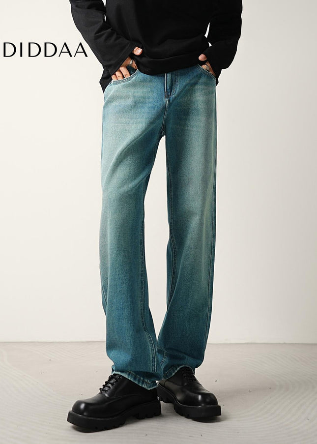Blue Premium Stretch Loose Drap Straight-Leg Jeans - Men’s Jeans
