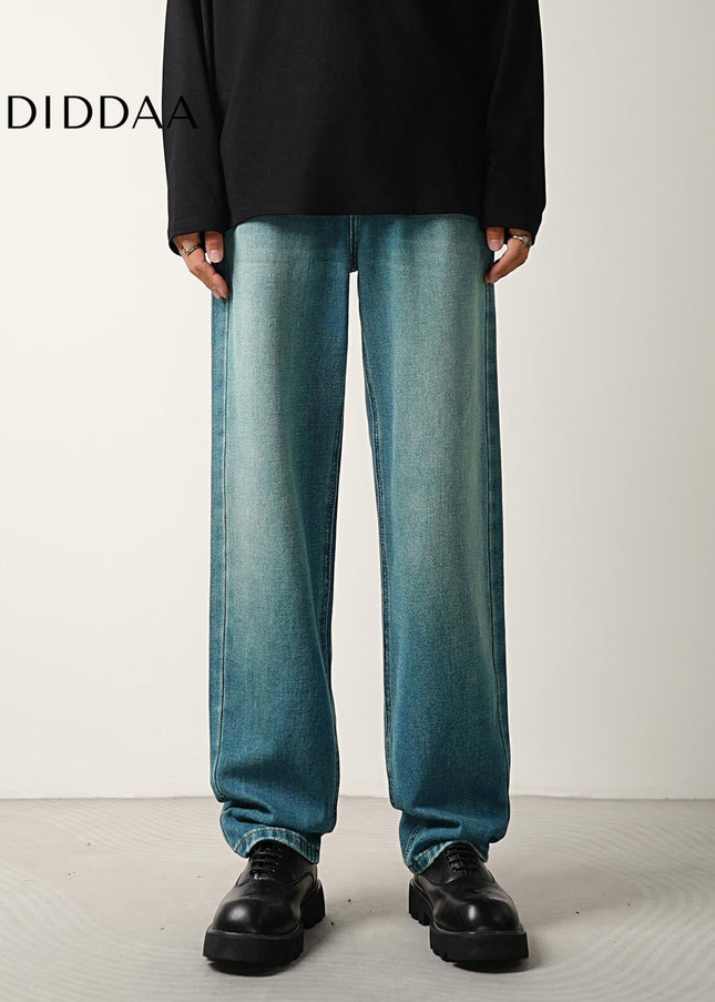 Blue Premium Stretch Loose Drap Straight-Leg Jeans - Men’s Jeans