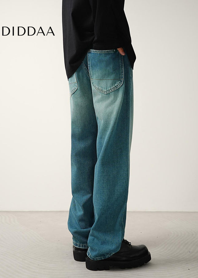 Blue Premium Stretch Loose Drap Straight-Leg Jeans - Men’s Jeans