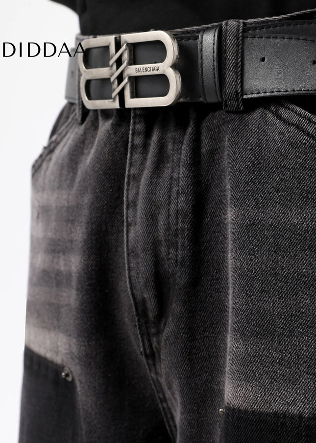 Blue Raw Edges Loose Straight Jeans - Men’s Jeans