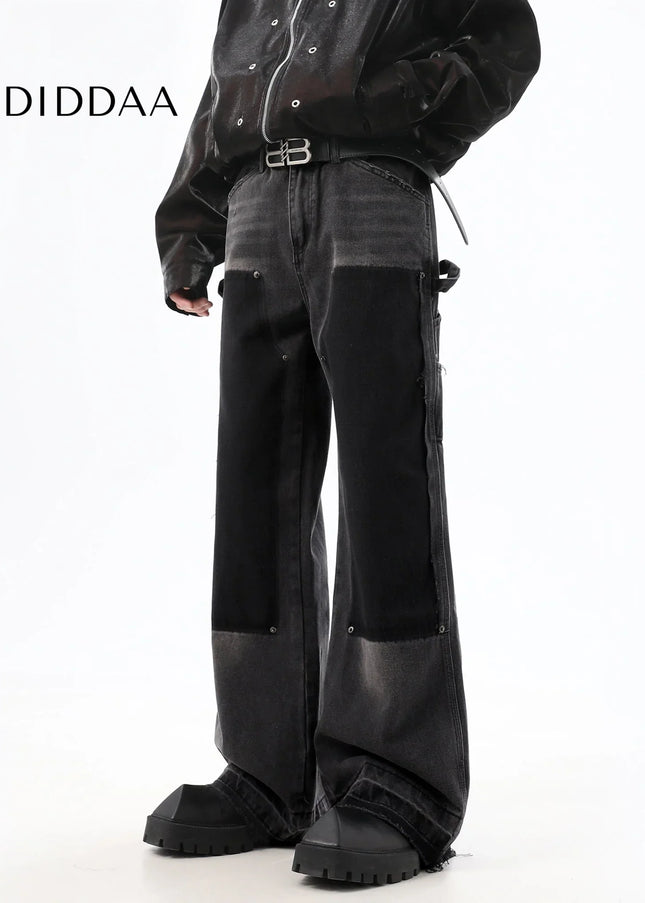 Blue Raw Edges Loose Straight Jeans - Men’s Jeans