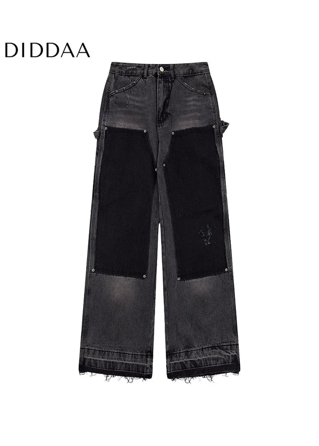 Blue Raw Edges Loose Straight Jeans - Men’s Jeans