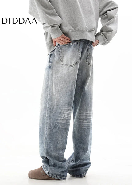 Blue Relaxed Fit American Hiphop Wide Leg Jeans - Men’s Jeans