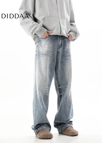 Blue Relaxed Fit American Hiphop Wide Leg Jeans - Men’s Jeans
