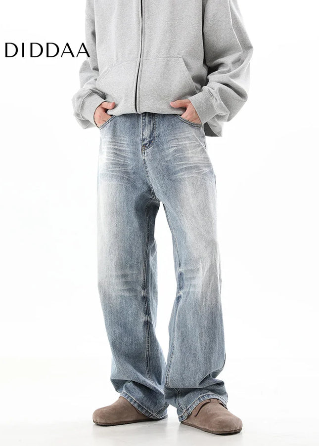 Blue Relaxed Fit American Hiphop Wide Leg Jeans - Men’s Jeans