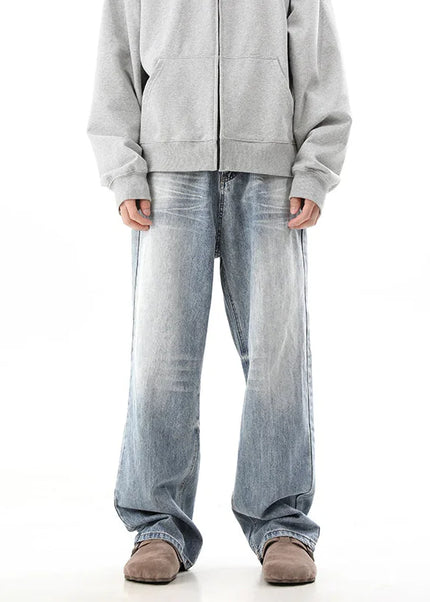 Blue Relaxed Fit American Hiphop Wide Leg Jeans - S / Light Blue - Men’s Jeans