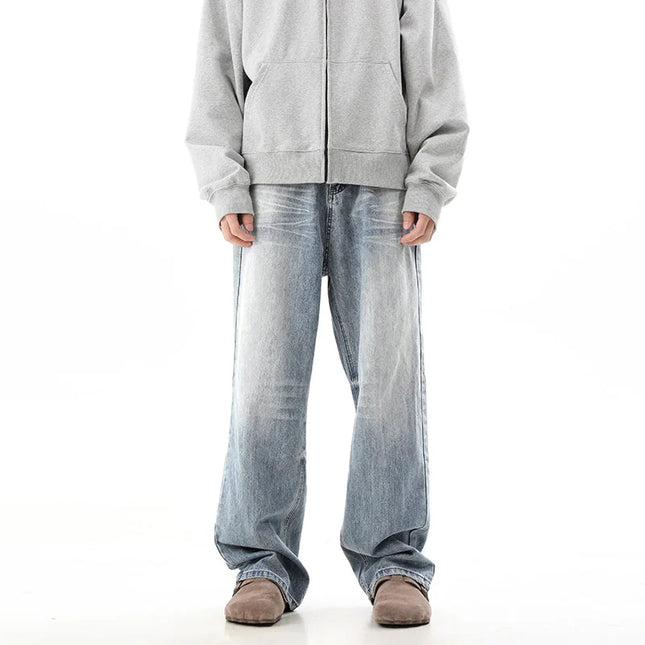 Blue Relaxed Fit American Hiphop Wide Leg Jeans - S / Light Blue - Men’s Jeans