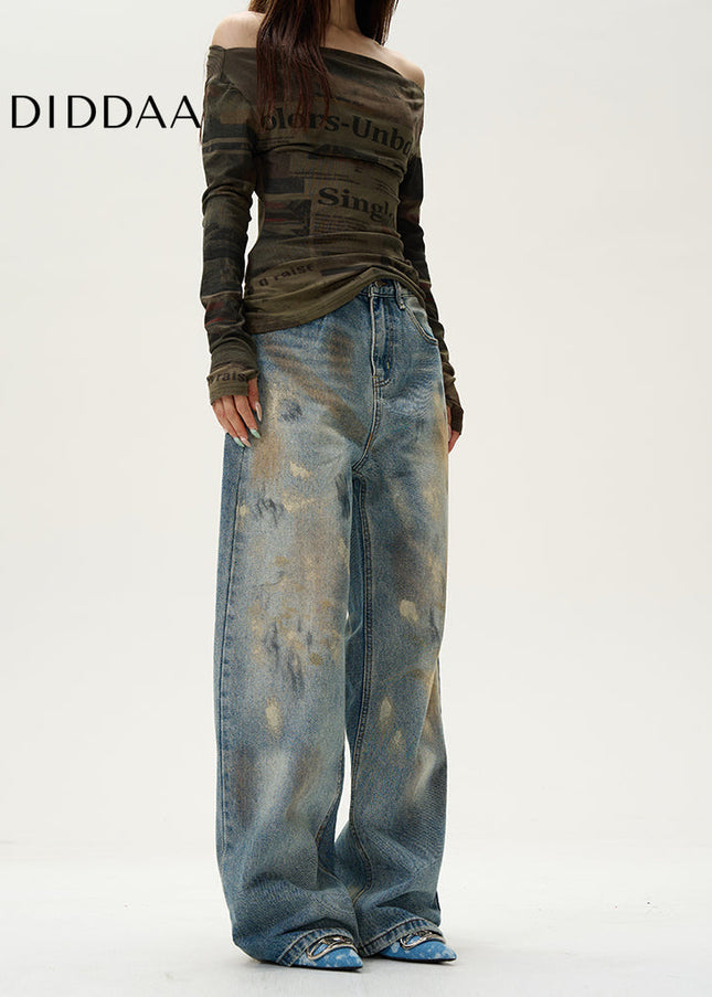 Blue Relaxed Fit Splashed Jeans for Men - Women’s Jeans