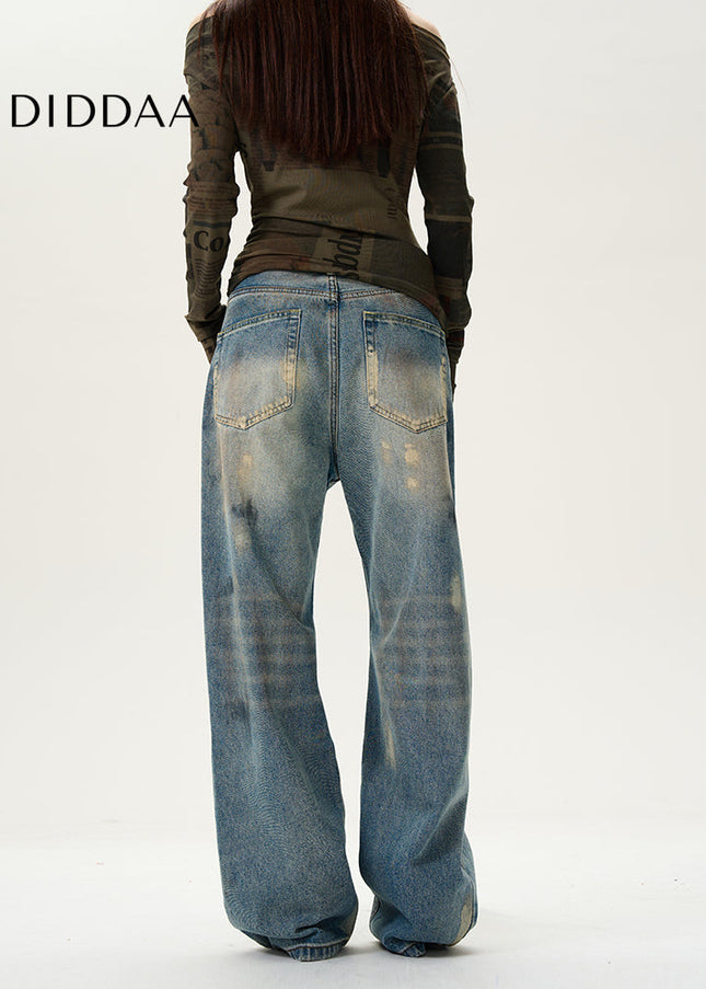 Blue Relaxed Fit Splashed Jeans for Men - Women’s Jeans