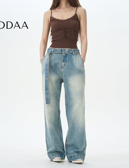 Blue Relaxed Fit Straight Jeans for Couples Trend - S / Mid Blue - Women’s Jeans