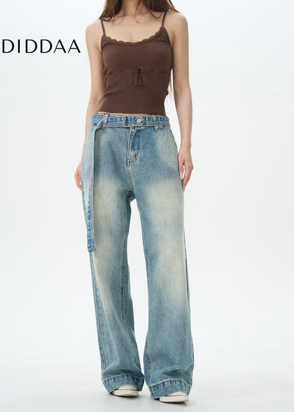 Blue Relaxed Fit Straight Jeans for Couples Trend - Women’s Jeans