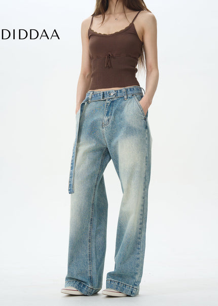 Blue Relaxed Fit Straight Jeans for Couples Trend - Women’s Jeans