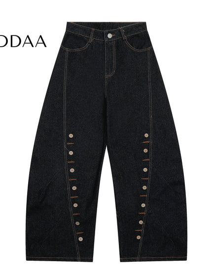 Blue Relaxed Fit Wide Leg Curved Knife Jeans - Black / S - Men’s Jeans