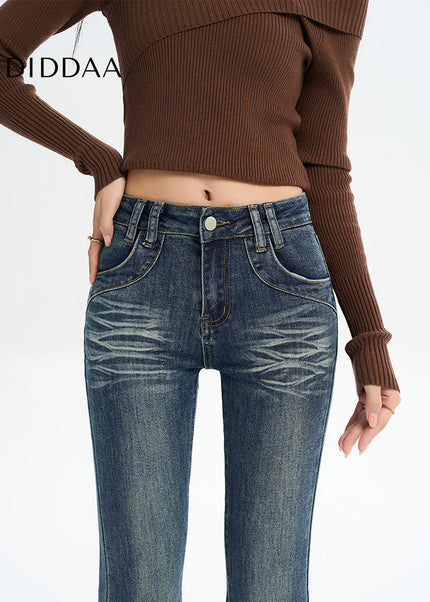 Blue Retro Distressed Bootcut Jeans Women’s Spring 2025 - Women’s Jeans