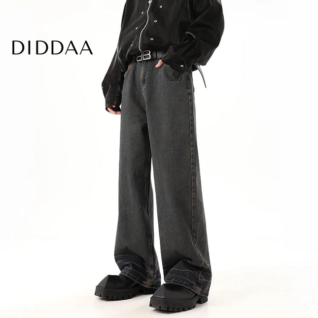 Blue Retro Distressed Drape Mop Straight Jeans - S / Vintage Blue - Men’s Jeans