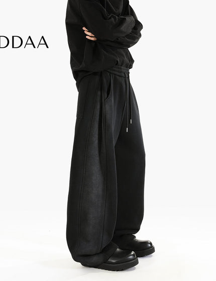 Blue Retro Distressed Loose Wide-leg Sweatpants - S / Black - Unisex Sweatpants