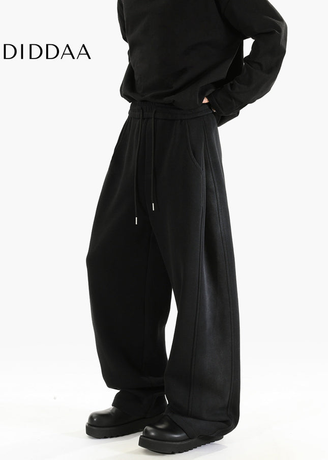 Blue Retro Distressed Loose Wide-leg Sweatpants - Unisex Sweatpants