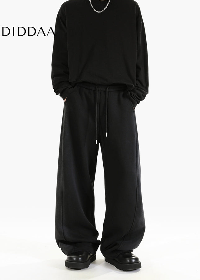 Blue Retro Distressed Loose Wide-leg Sweatpants - Unisex Sweatpants