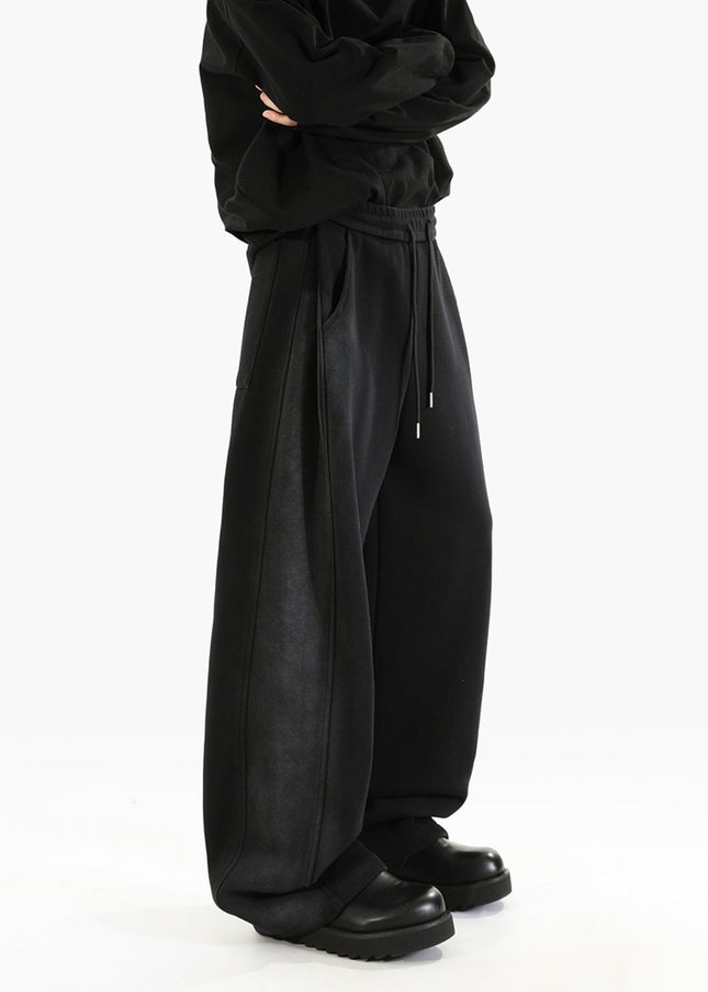 Blue Retro Distressed Loose Wide-leg Sweatpants - Unisex Sweatpants