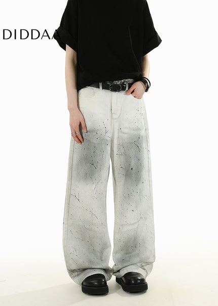 Blue Retro Distressed Straight-Leg Casual Jeans - Men’s Jeans