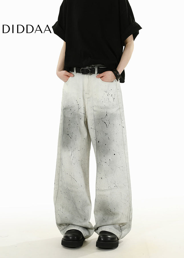 Blue Retro Distressed Straight-Leg Casual Jeans - Men’s Jeans