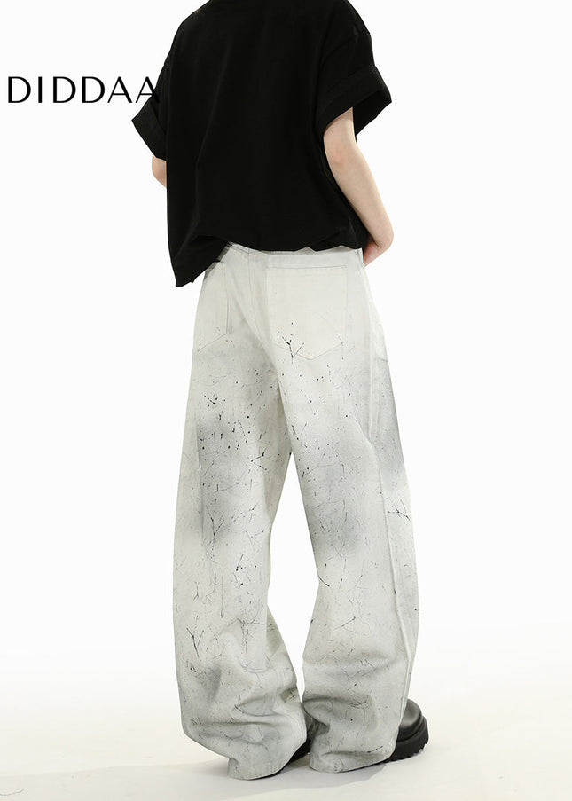 Blue Retro Distressed Straight-Leg Casual Jeans - Men’s Jeans