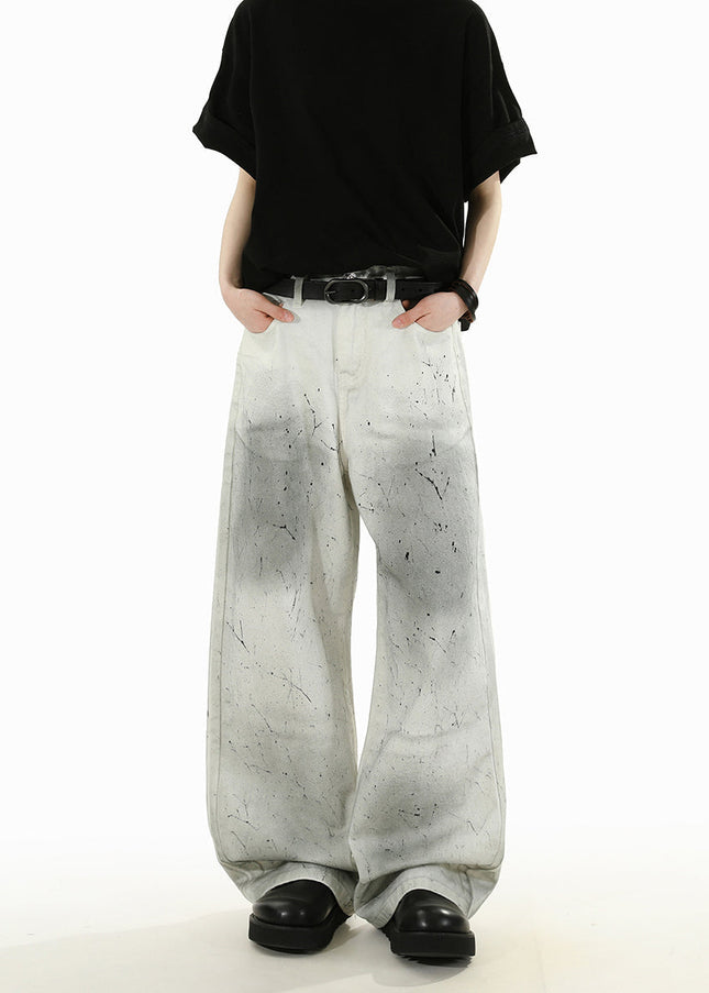 Blue Retro Distressed Straight-Leg Casual Jeans - Men’s Jeans