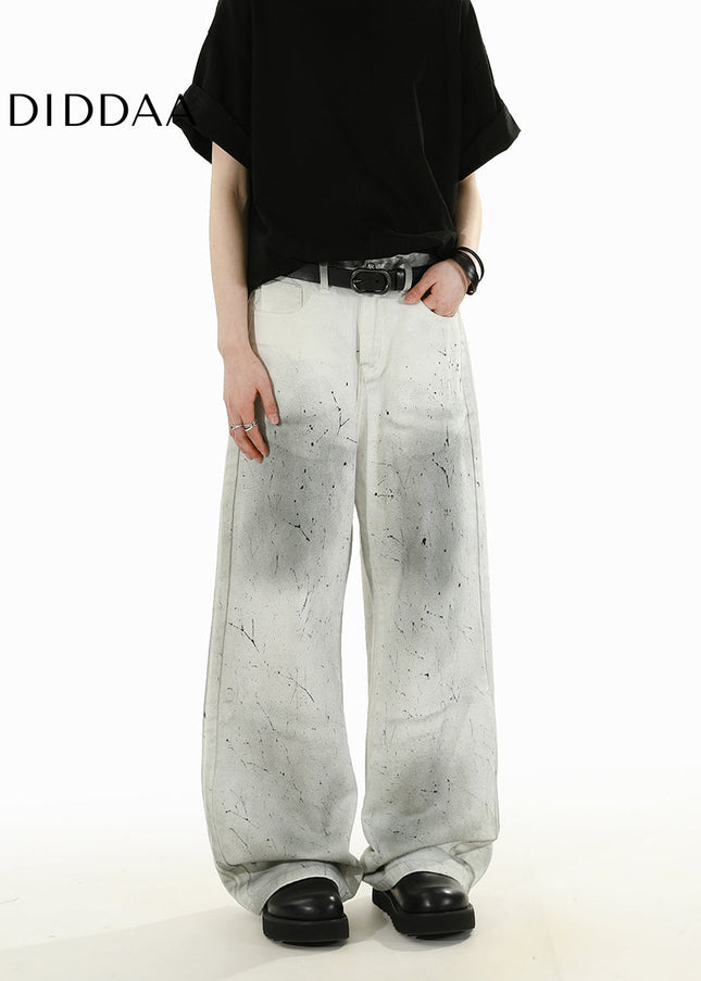 Blue Retro Distressed Straight-Leg Casual Jeans - Men’s Jeans