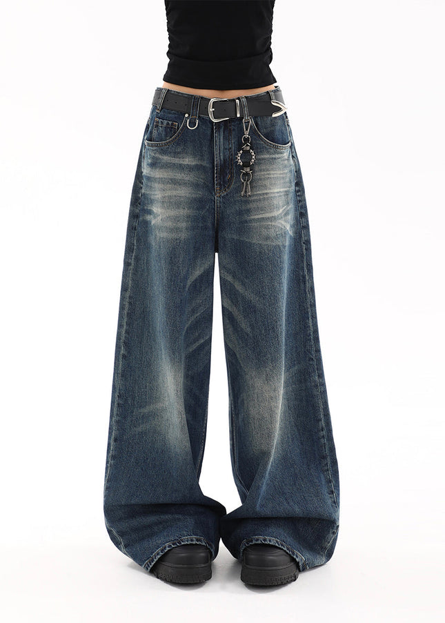 Blue Retro Distressed Wide-Leg Jeans Women’s 2025 - Women’s Jeans