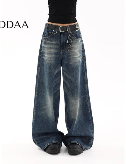 Blue Retro Distressed Wide-Leg Jeans Women’s 2025 - S / Dark Blue - Women’s Jeans