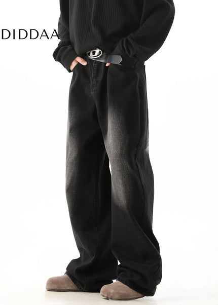 Blue Retro Gradient Wash Loose Straight-Leg Jeans - Men’s Jeans