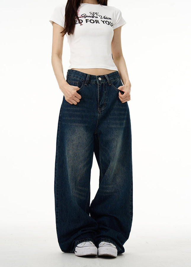 Blue Retro High-Quality Men’s Jeans for Trendy Couples - Women’s Jeans