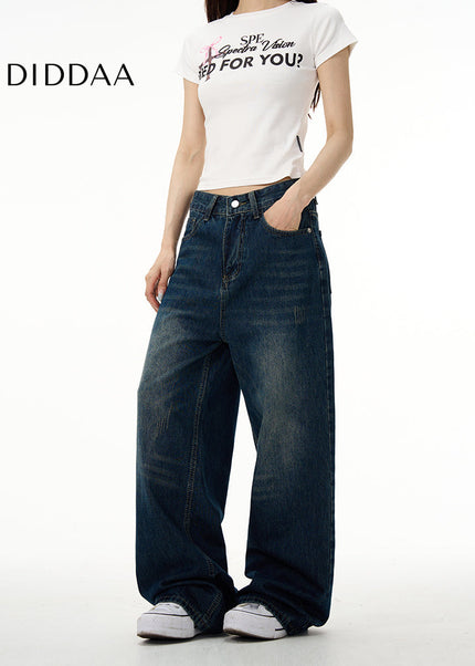 Blue Retro High-Quality Men’s Jeans for Trendy Couples - Women’s Jeans