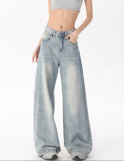 Blue Retro Loose Big Wide-Leg Pants for Women - Women’s Jeans