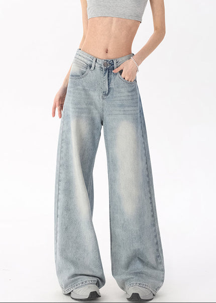 Blue Retro Loose Big Wide-Leg Pants for Women - Women’s Jeans