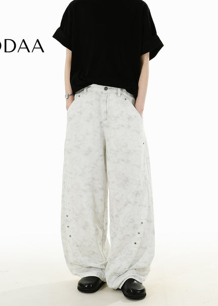 Blue Retro Loose Fit RAVENOASIS Scimitar Jeans - S / White - Men’s Jeans