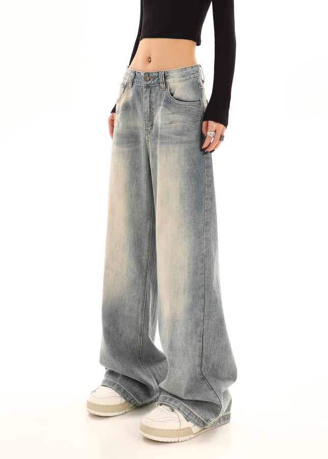 Blue Retro Loose-Fit Straight-Leg Jeans - Women’s Jeans