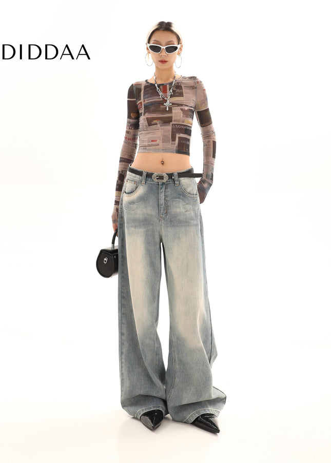 Blue Retro Loose-Fit Straight-Leg Jeans - Women’s Jeans