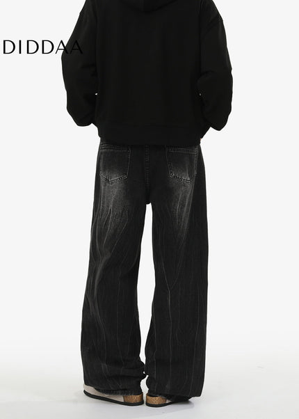 Blue Retro Loose Fit Wide-Leg Jeans for Men and Women - Men’s Jeans