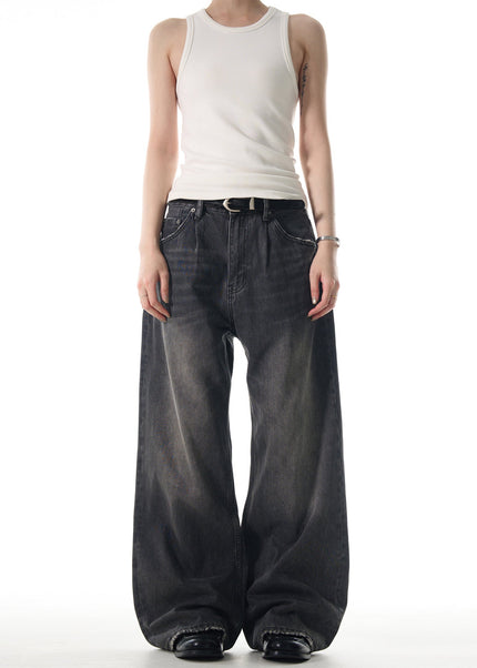Blue Retro Loose Straight Jeans for Casual Wear - Men’s Jeans
